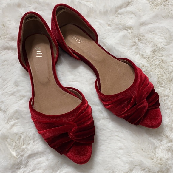 J. Jill Velvet Knot Pointed Toe Flats Red Size 6.5 - Picture 8 of 10